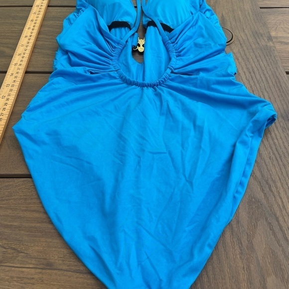 Trina Turk Women's swimsuit Monaco High Leg One Piece, Adriatic Blue, 12 boho - Picture 6 of 6